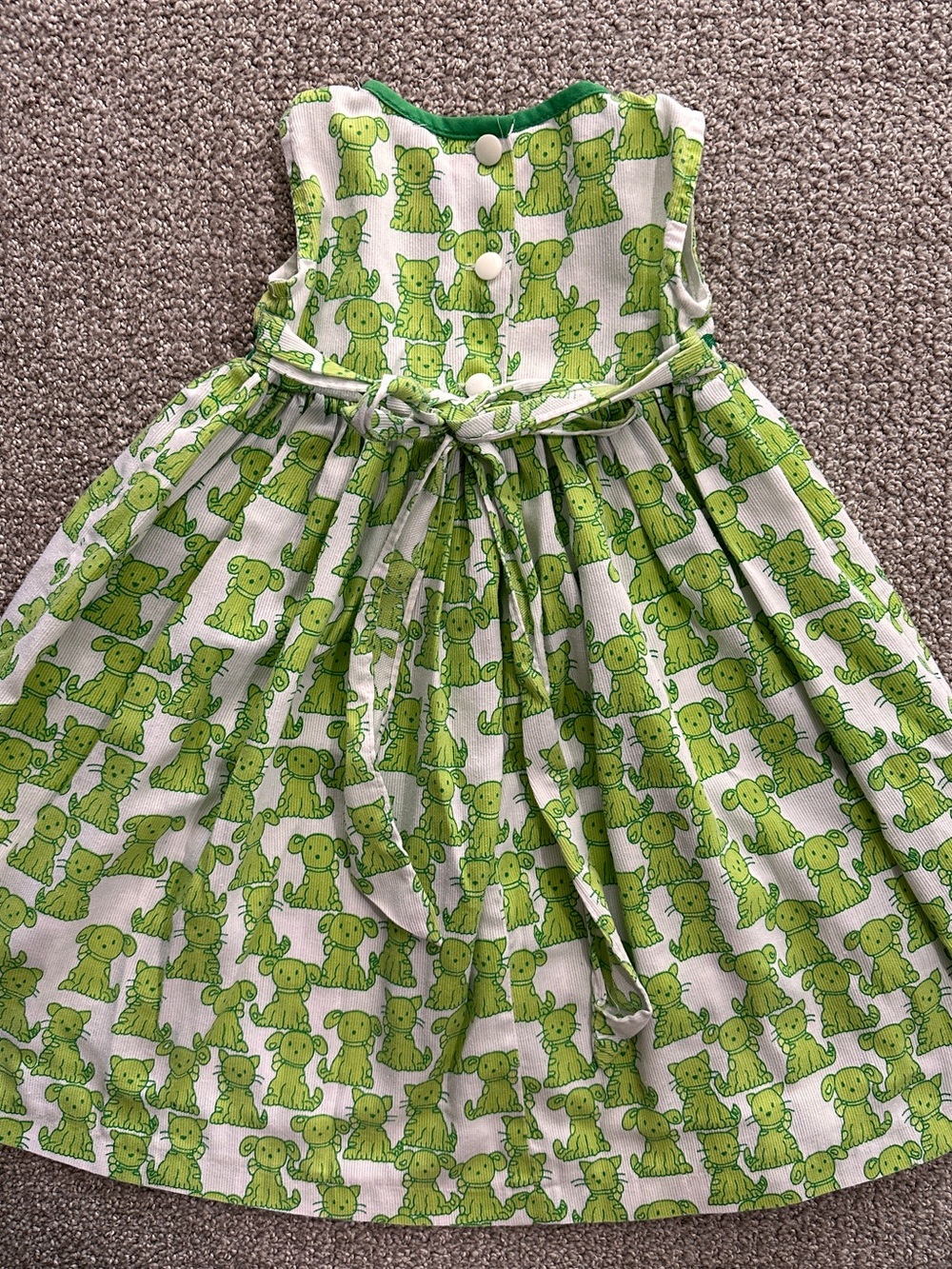 VTG Pretty Penny dog & cat dress, green, 2
